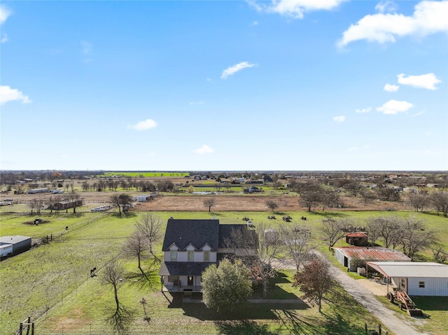 drone / aerial view with a rural view