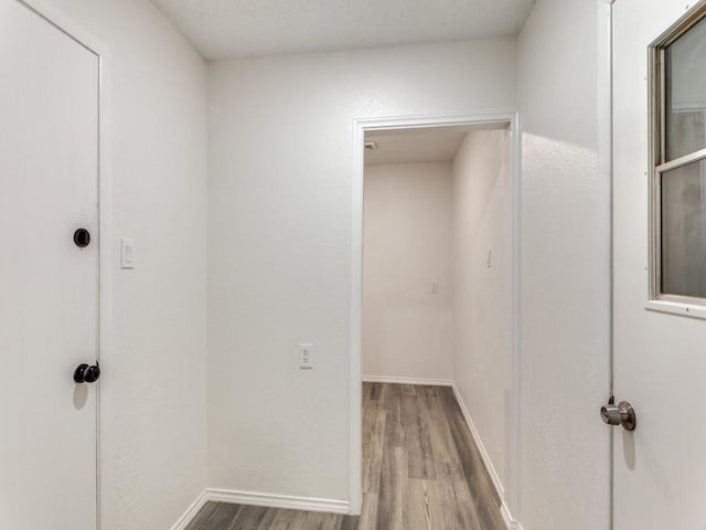 corridor featuring hardwood / wood-style floors