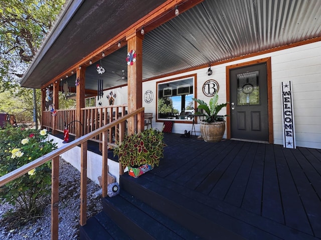 deck with covered porch