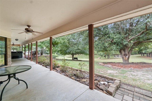 view of patio with ceiling fan