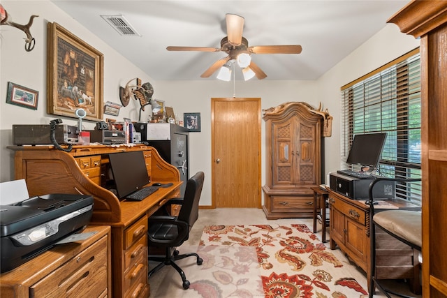 home office featuring ceiling fan