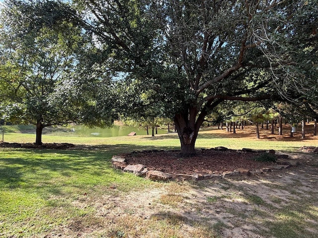 view of yard with a water view