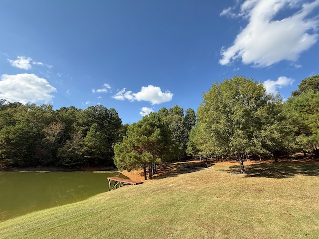 view of yard with a water view