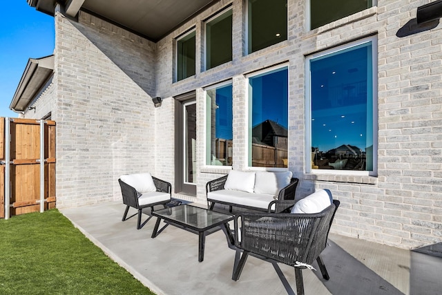 view of patio / terrace with an outdoor living space