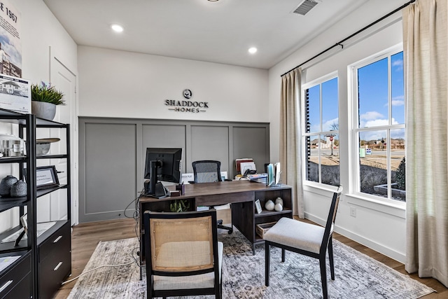 office featuring dark hardwood / wood-style floors