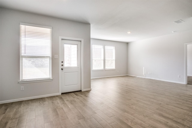 unfurnished living room with light hardwood / wood-style floors