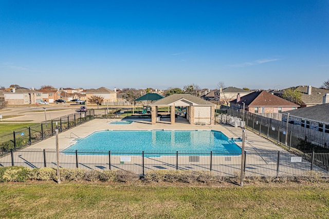 view of pool with a gazebo and a patio area