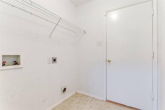 laundry area featuring hookup for an electric dryer, washer hookup, and light tile patterned flooring