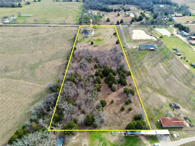 aerial view featuring a rural view