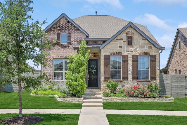 view of front facade featuring a front yard