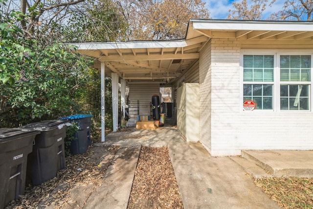 view of patio featuring a carport