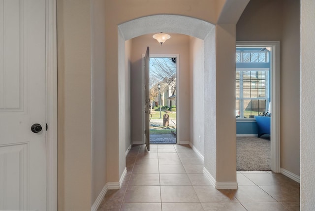 view of tiled foyer entrance