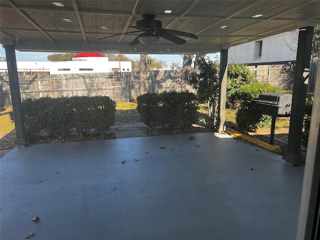 view of patio / terrace featuring ceiling fan