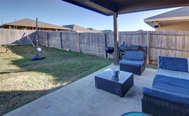 view of patio / terrace with an outdoor hangout area and grilling area