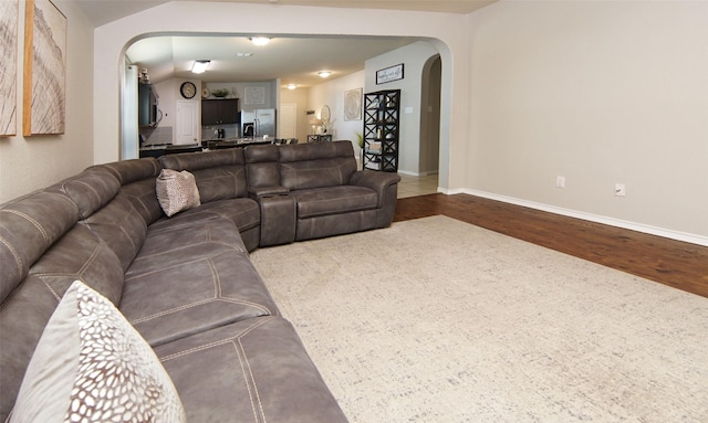 living room with hardwood / wood-style flooring