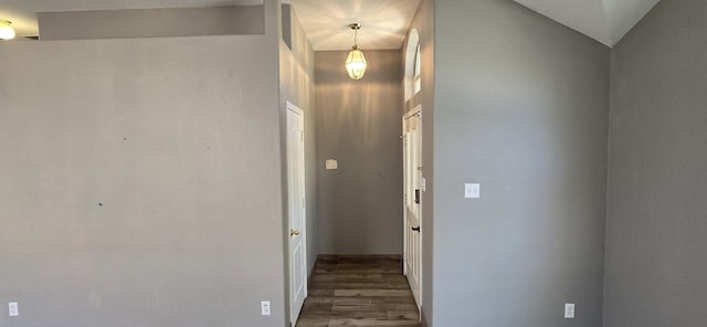 hallway featuring dark wood-type flooring