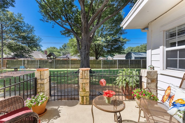 view of patio / terrace featuring fence private yard
