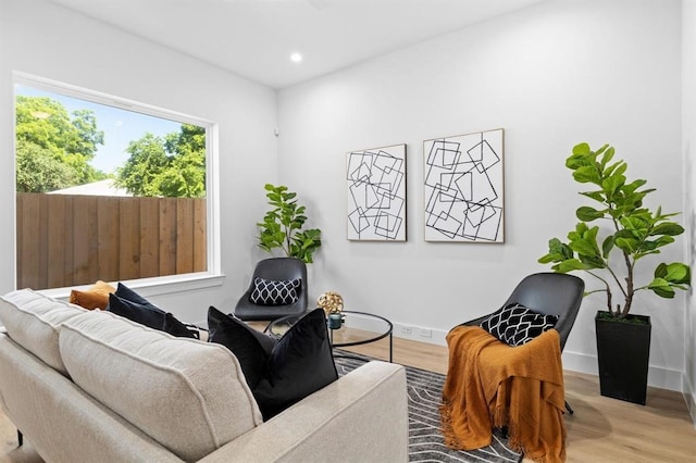 living area featuring light wood-type flooring