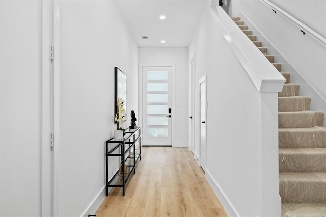 corridor featuring light wood-type flooring