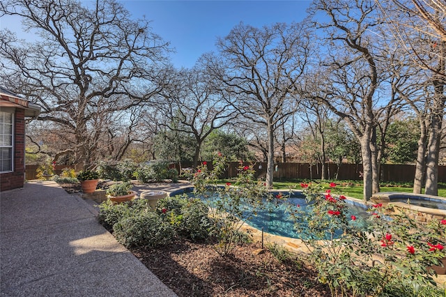 view of pool featuring a jacuzzi and a patio