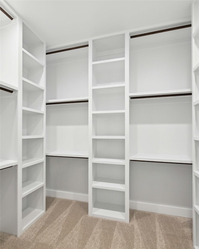 walk in closet featuring carpet flooring