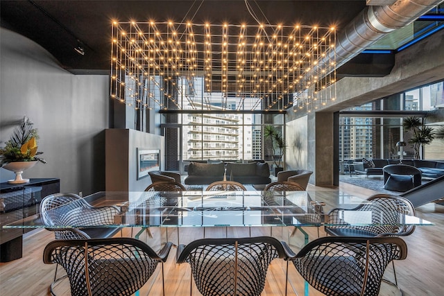 dining space featuring hardwood / wood-style floors