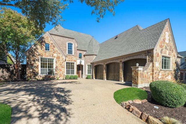 english style home with a garage