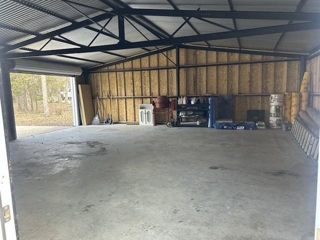 garage featuring metal wall