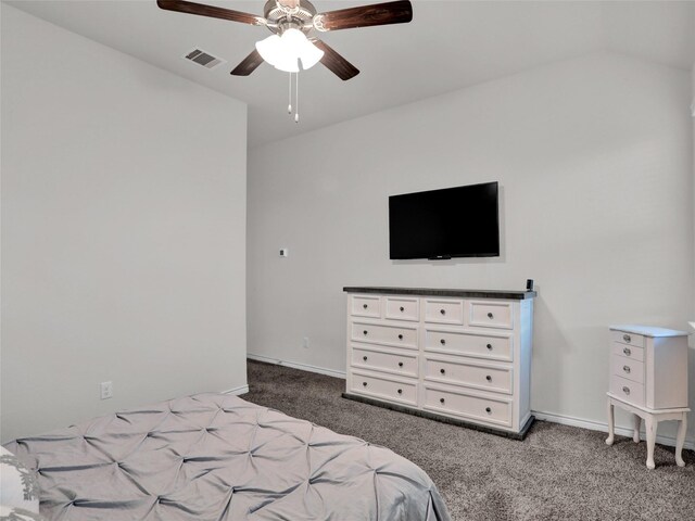 bedroom featuring carpet flooring and ceiling fan