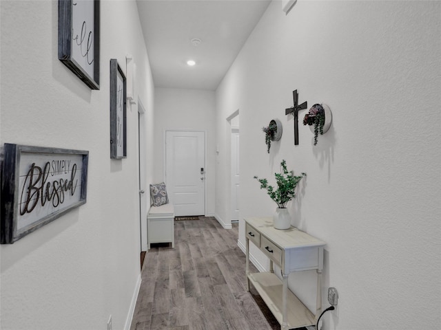 hall featuring light hardwood / wood-style flooring