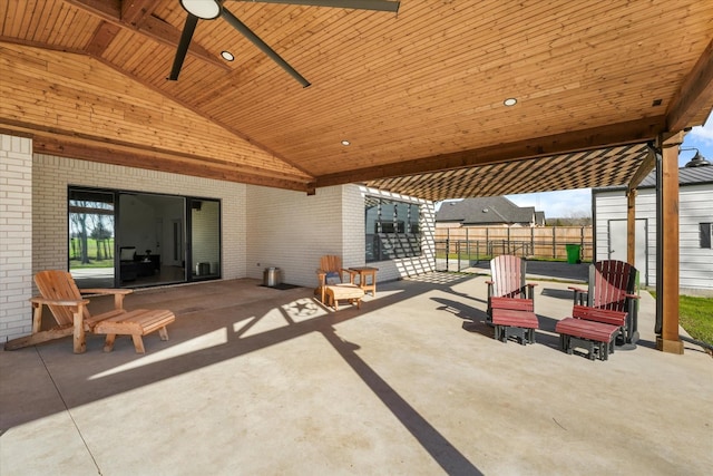 view of patio / terrace with ceiling fan