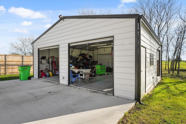 view of outdoor structure with a garage