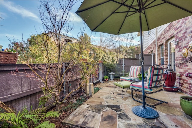 view of patio featuring a fenced backyard