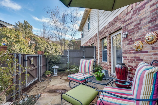 view of patio featuring a fenced backyard