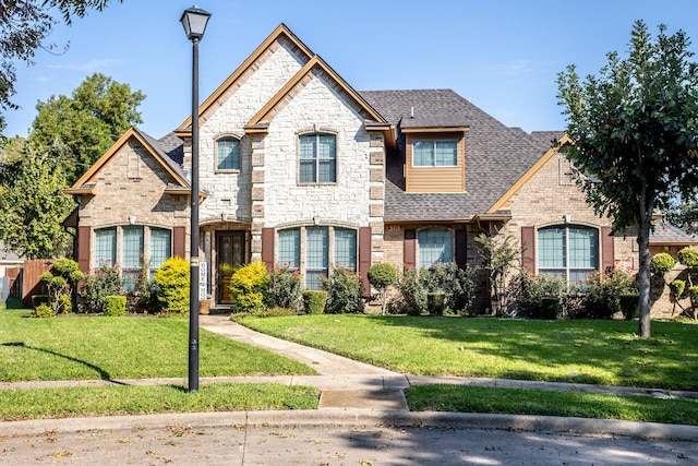 french country style house featuring a front yard