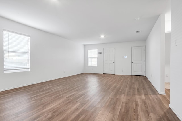 interior space with light hardwood / wood-style floors