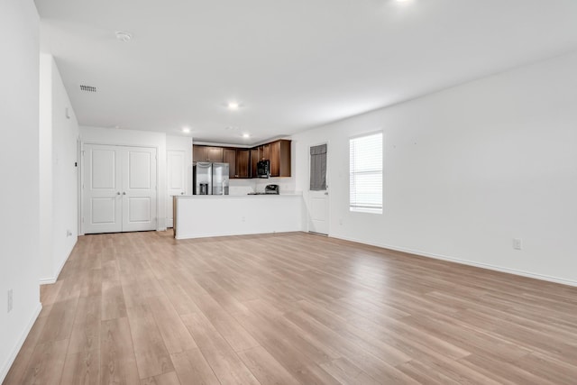 unfurnished living room featuring light hardwood / wood-style floors