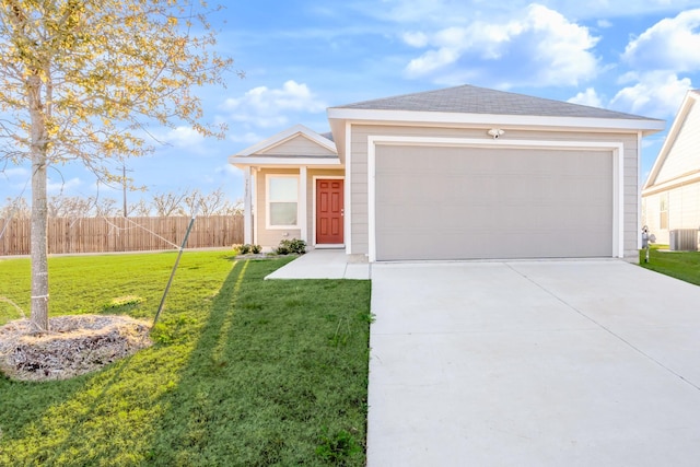 single story home featuring a front yard