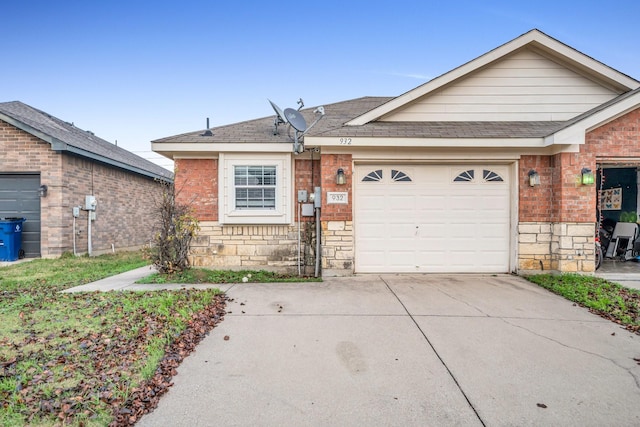 single story home with a garage