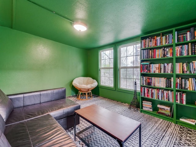 interior space featuring a textured ceiling