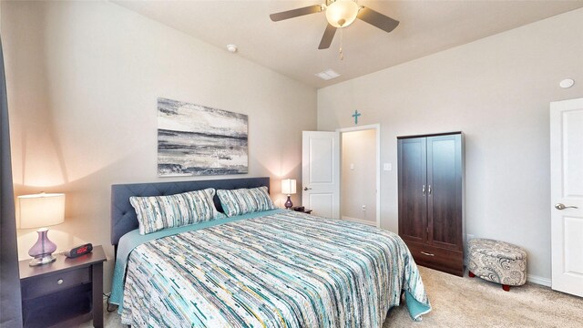 bedroom with carpet and ceiling fan