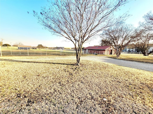 view of yard with a rural view