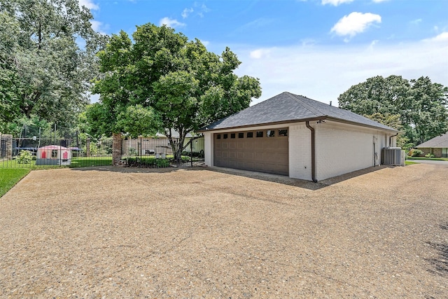 garage with central air condition unit