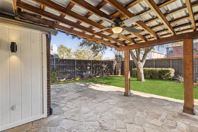 view of patio with ceiling fan