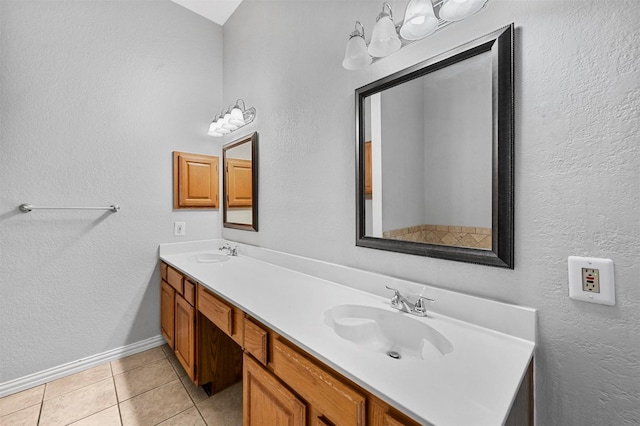 bathroom featuring vanity and tile patterned flooring