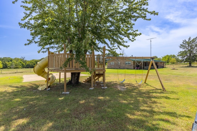 view of play area with a lawn