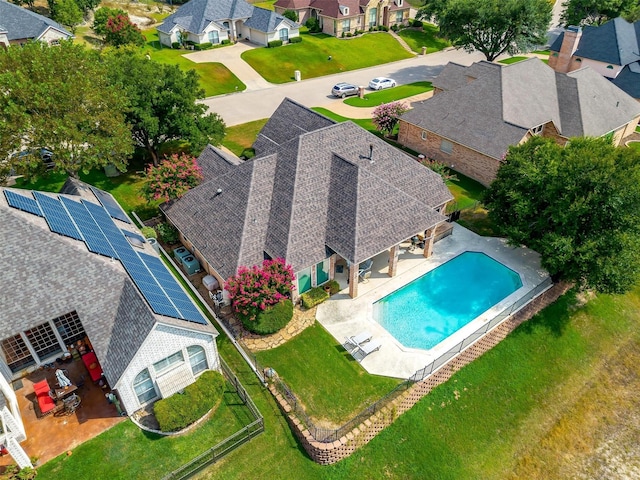 bird's eye view with a residential view