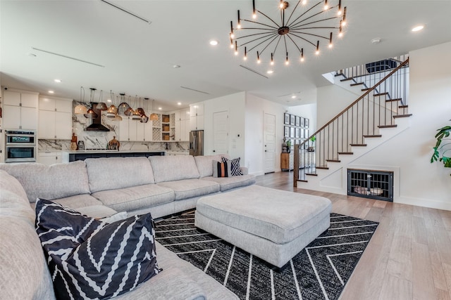 living room with light wood-type flooring