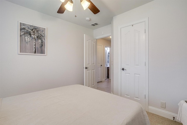 bedroom featuring ceiling fan