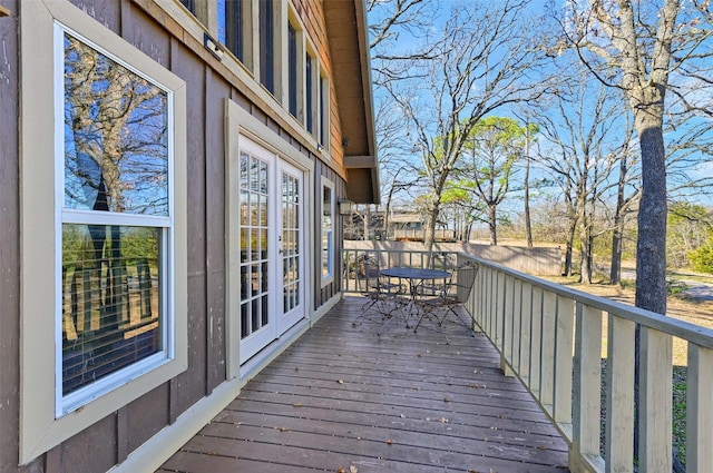 wooden terrace with french doors